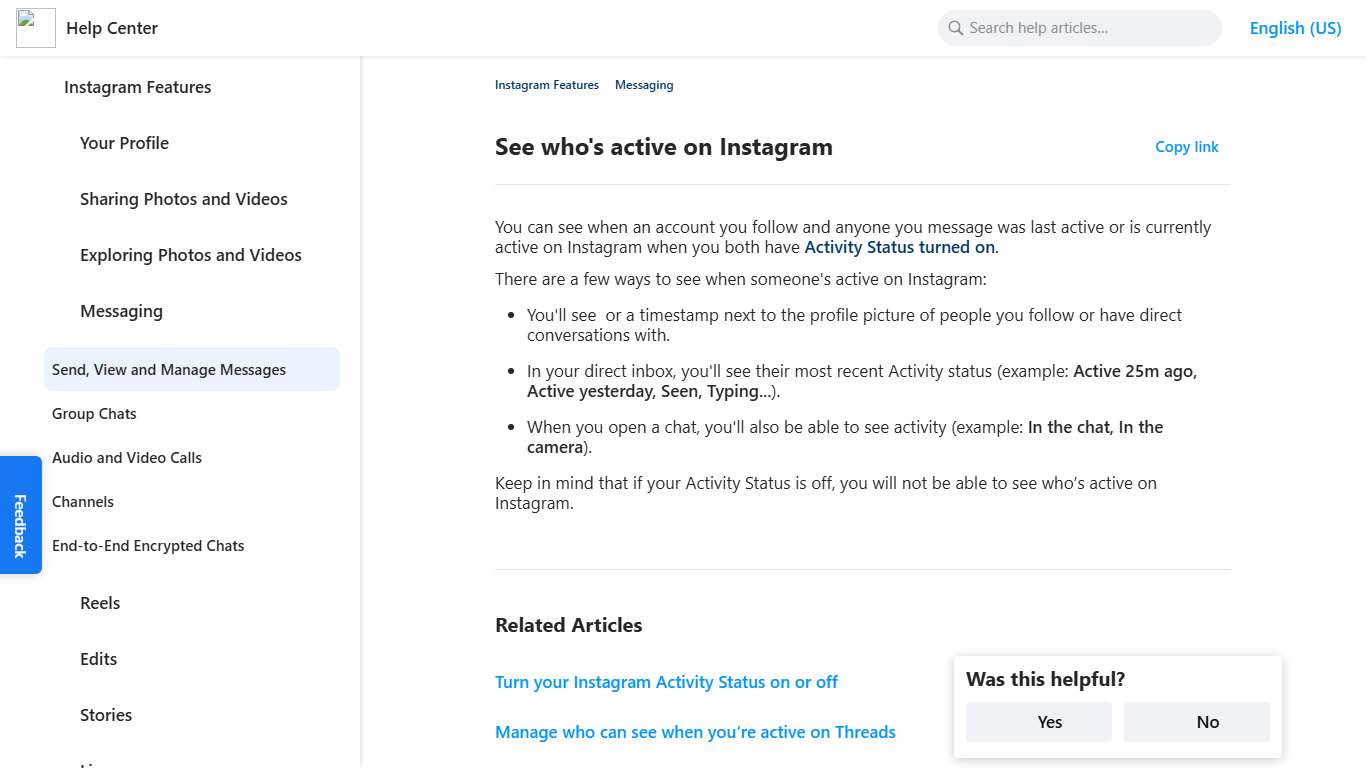 See who's active on Instagram Instagram Help Center